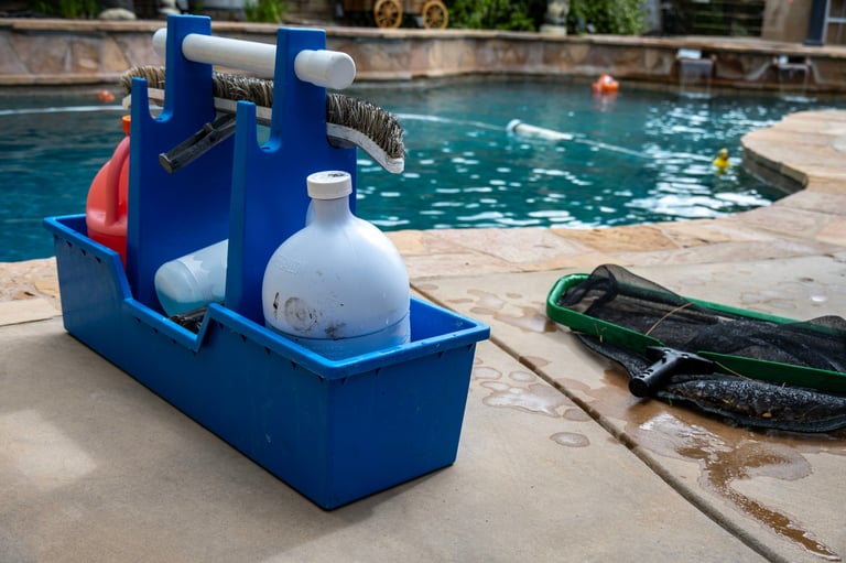 The common tools a pool man will use to service swimming pools